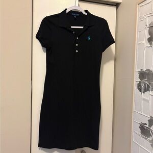 Ralph Lauren Black Polo Mini Dress with Teal Logo
